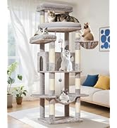 Taoqimiao 71 Inches Cat Tree for Large Cats 20lbs+, 3 Giant Perches, Multi-Level Cat Tree Tower, ...