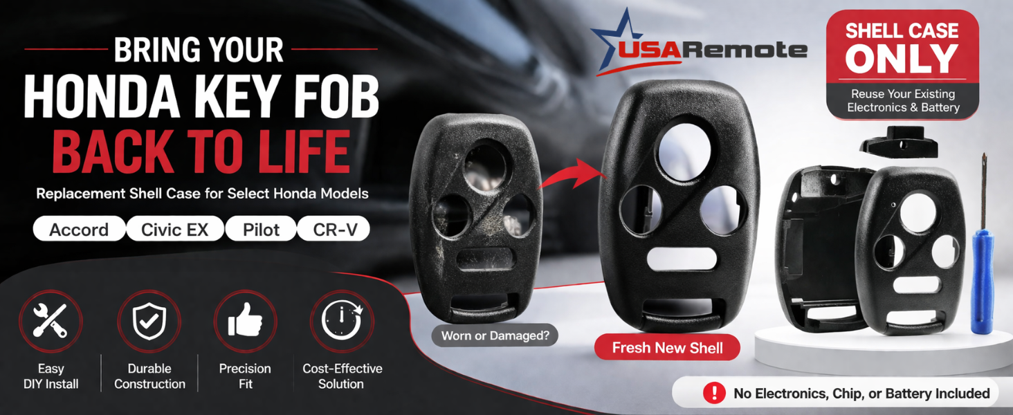honda accord civic ex pilot cr-v key fob case shell cover housing replacement broken remote keyless