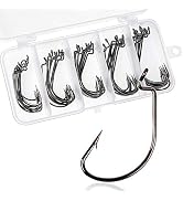 VIPMOON Fishing Hooks, 50PCS High Carbon Steel Soft Bait Jig Fish Hooks with Plastic Box - 5 Size...