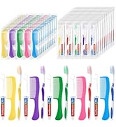 Zhjianup Travel Size Disposable Toothbrushes with Toothpaste Dental Floss Picks and Comb in Bulk,...