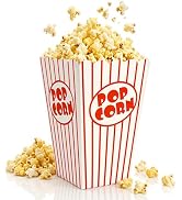 Bekith 100 Pack Paper Open-Top Popcorn Box, Popcorn Containers Striped Red and White, Great for M...