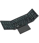 JOMAA Wireless 2.4G Bluetooth Folding Keyboard with Trackpad, RGB Backlight, Silent Rechargeable,...