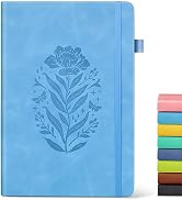 Lined Journal Notebook for Men Women, A5 Leather Journals for Writing, Blue 200 Pages College Rul...