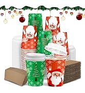 Charmount 100Pcs 12 Oz Christmas Disposable Coffee Cups with Lids & Sleeves,To Go Coffee Cups for...