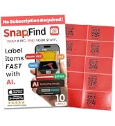 SnapFind AI QR Labels, 10 Waterproof Red Stickers for Storage & Moving | AI names, categorizes, t...