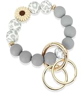 WEESMILE Silicone Key Ring Bracelet, Cute Keychain Wristlet with 2 Key Rings, Elastic Car Key Hol...