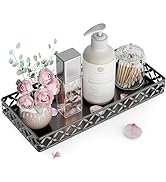 EKNITEY Vanity Tray for Bathroom Counter - Small Rectangle Decorative Tray 11 Inch Black Batroom ...