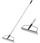 YEELOR Garden Rake, Carbon Steel Sturdy and Heavy Duty Carbon Rake, Bow Rake with Adjustable Stai...
