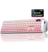 AULA F108 PRO Wireless Mechanical Keyboard with Screen & Knob SC580 Tri-Mode Gaming Mouse(White)