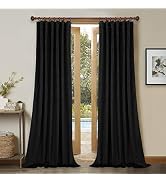 StangH Black Velvet Curtains 96 inches Long Blackout Curtains Thermal Insulated Patio Door Drapes...