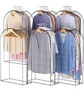 Liuoud Clear Garment Bags for Hanging Clothes10” Gusseted, Suit Bags for Closet Storage, Hanging ...
