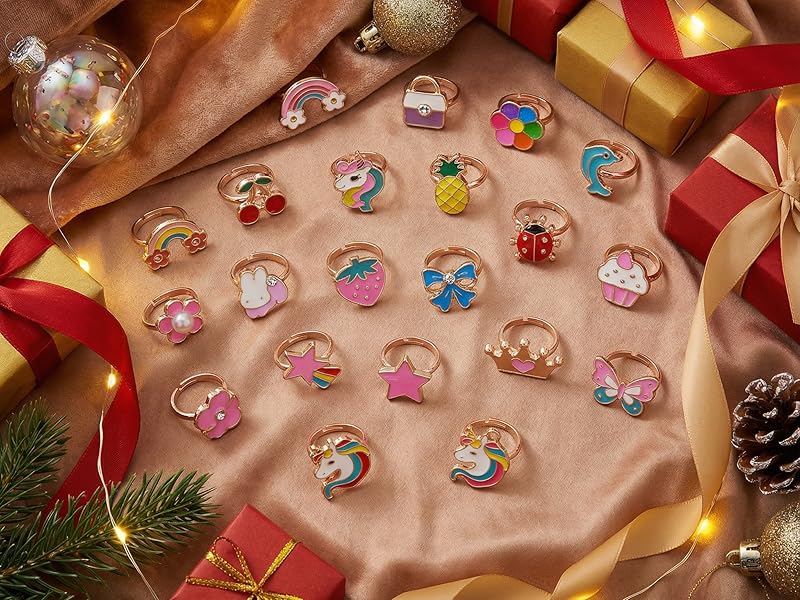PASEMM 36pcs Little Girl Jewel Rings