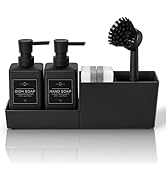 zuxzmj Kitchen Soap Dispenser Set with Sponge Holder and Brush for Sink Rack Hand Soap and Dish S...