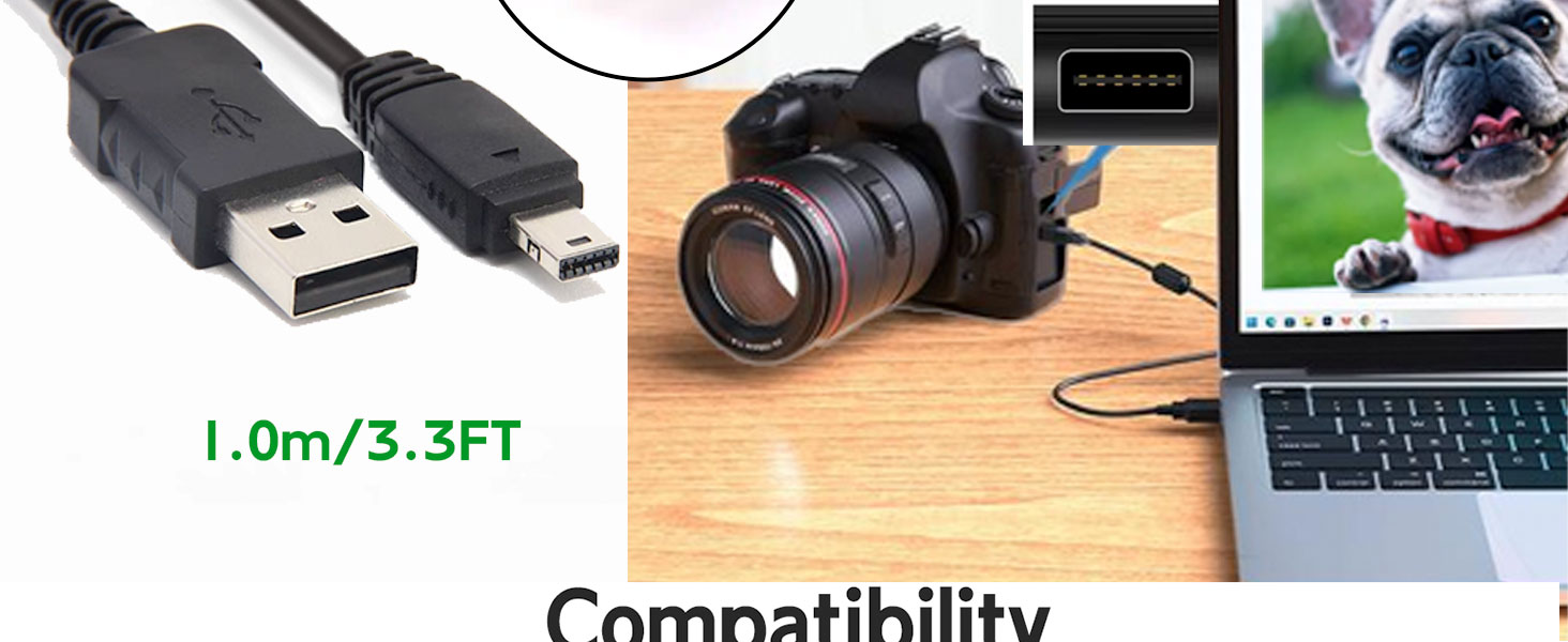 Cable for Casio Exilim CameraChargerEX-TR100 TR150 TR200 ZR20 ZR200 ZR300 ZR400 ZR1000 ZR1200 ZR1500