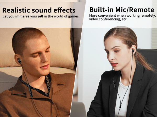 3.5mm Earbuds Hi-Fi Stereo Headphone Bass Wired Earphones with Mic Volume Control