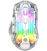 Bluetooth Wireless Mouse,Tri-Mode 2.4G/USB-C/Bluetooth Mouse Up to 3600 DPI,Transparent Mechanica...