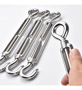 M12 Eye & Hook Turnbuckle,Alele 304 Stainless Steel Turnbuckle Wire Rope Tension Heavy Duty Turnb...