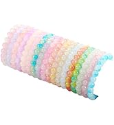 SAMOCO 18Pcs 8mm Beaded Stretch Bracelet Handmade Round Glass Bracelet for Women Multicolor Matte...