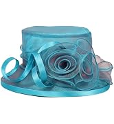 Kentucky Organza Wide Brim Sun Hat, Summer Derby Hat for Tea Party, Wide Brim Bowler Cap
