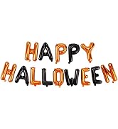 Black Orange Halloween Balloons Happy Halloween Balloon Letter Balloons Halloween Banner Balloons...