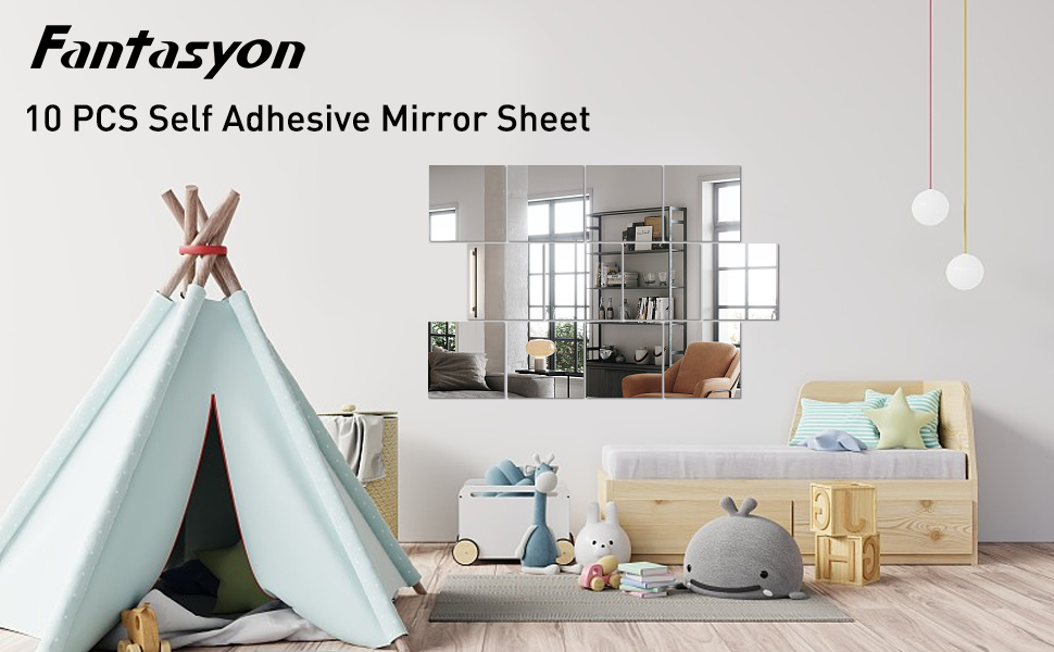 Flexible Mirror Sheets, Self Adhesive Decorative Plastic Mirror Tiles Non-Glass Mirror Stickers