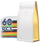 Coffee Bags with Valve(60pcs,16 oz,1 lb) Vented Coffee Beans Packaging Bags High Barrier Aluminum...