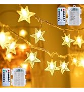 Brightown Star String Lights - 2 Pack Total 33ft 100 LED Star Fairy Lights Battery Operated with ...