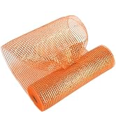 MEEDEE Orange Deco Mesh 10 Inch Deluxe Wide Foil Fall Deco Mesh Metallic Mesh Fabric Halloween Me...