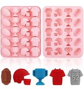 Football Chocolate Mold, 20-Cavity Pink Football Silicone Mold Shaped in Footballs, Helmet, Jerse...