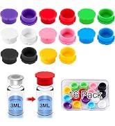 Vial Caps - 16 Pack Protective Caps for 3ml Glass Vials, 8 Assorted Colors, Leak-Proof Dust-Resis...