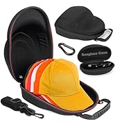 Yewltvep Hard Baseball Hat Case+Sunglass Storage, Hat Carrier Travel Case Hat Storage for 6 Baseb...