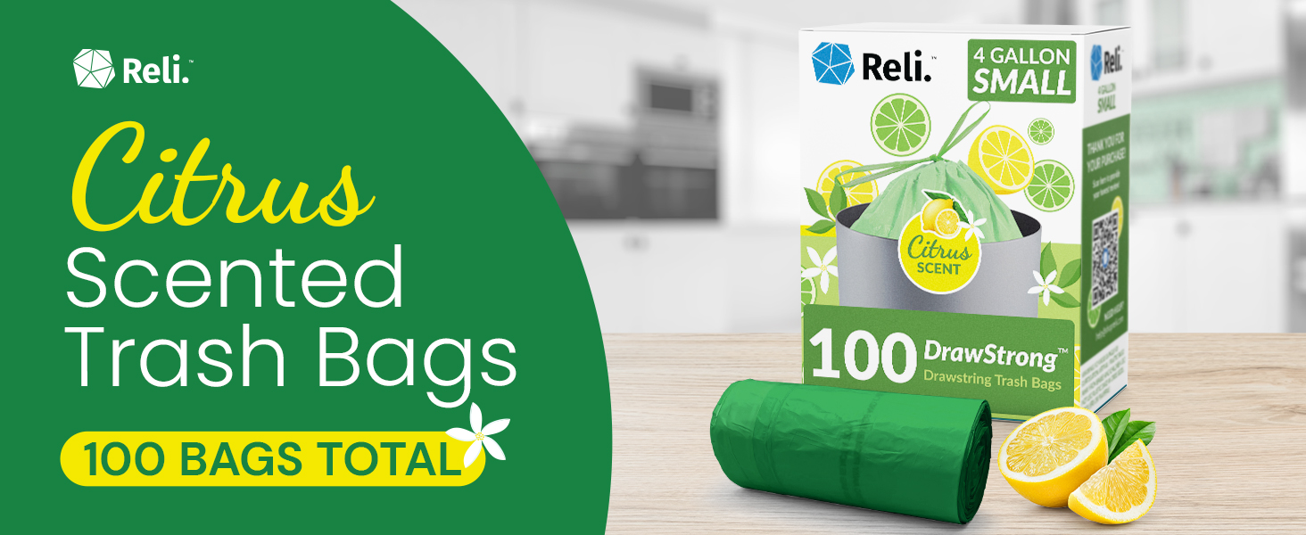 Citrus Scented Trash Bags 100 Bags Total