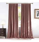 NICETOWN Dusty Rose Pink Blackout Velvet Curtains for Girls Room 84 inch Long - Privacy Protectio...