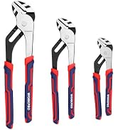 WORKPRO 3 Piece Groove Joint Plier Set, 12/10/8 Inch Adjustable Water Pump Pliers, Straight Jaw P...