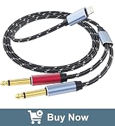 Lightning to Dual 6.35mm 1/4" TS Mono Stereo Y-Cable Splitter Lightning to Dual 1/4 inch Audio Ca...