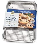 Aluminum Baking Sheet with Stainless Steel Cooling Rack Set by Ultra Cuisine – Jelly Roll Size Pa...
