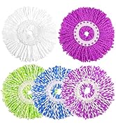 NICEMOVIC 5 Pack Spin Mop Replacement Head for 360° Spin Mop System, Round Shape Standard Univers...
