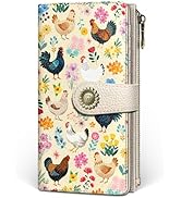 GIANCOMICS Chicken Rooster Womens Wallet RFID Blocking, Credit Card Holder Bifold, PU Leather Tra...
