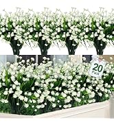 TURNMEON 20 Bundles Artificial Flowers for Outdoors,Spring Grass Camellia Fake Flowers Plastic Pl...