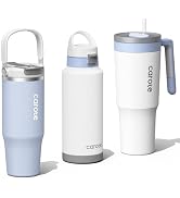 CAROTE 3-Pack Insulated Stainless Steel Water Bottles with Upgraded Leakproof Tech, Car Holder Fi...
