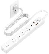 10Ft Power Strip Surge Protector,Flat Extension Cord,7 AC Outlets 4 USB(2C) | 1700J, 0.33in Ultra...