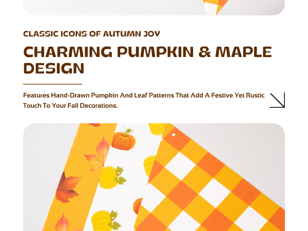 Thanksgiving banner decorations Autumn Triangle Flag Fall party with Plaid, Pumpkin & Maple Leaf