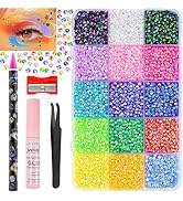Canvalite 18000Pcs Rhinestones for Face Multi Color Face Gems Face Jewels for Eye, Hair, Nail Gem...