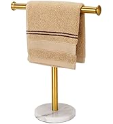 Songtec Gold Hand Towel Holder Stand, Fingertip Towel Rack with Heavy Marble Base, Accessories Je...