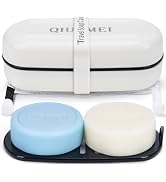 QIUYMEI Shampoo Bar Holder and Soap Case | Leakproof Travel Container with Lid & Drain Tray | Inc...