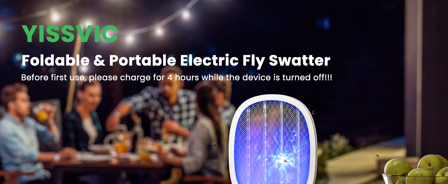 Electric Fly Swatter Foldable Bug Zapper Racket