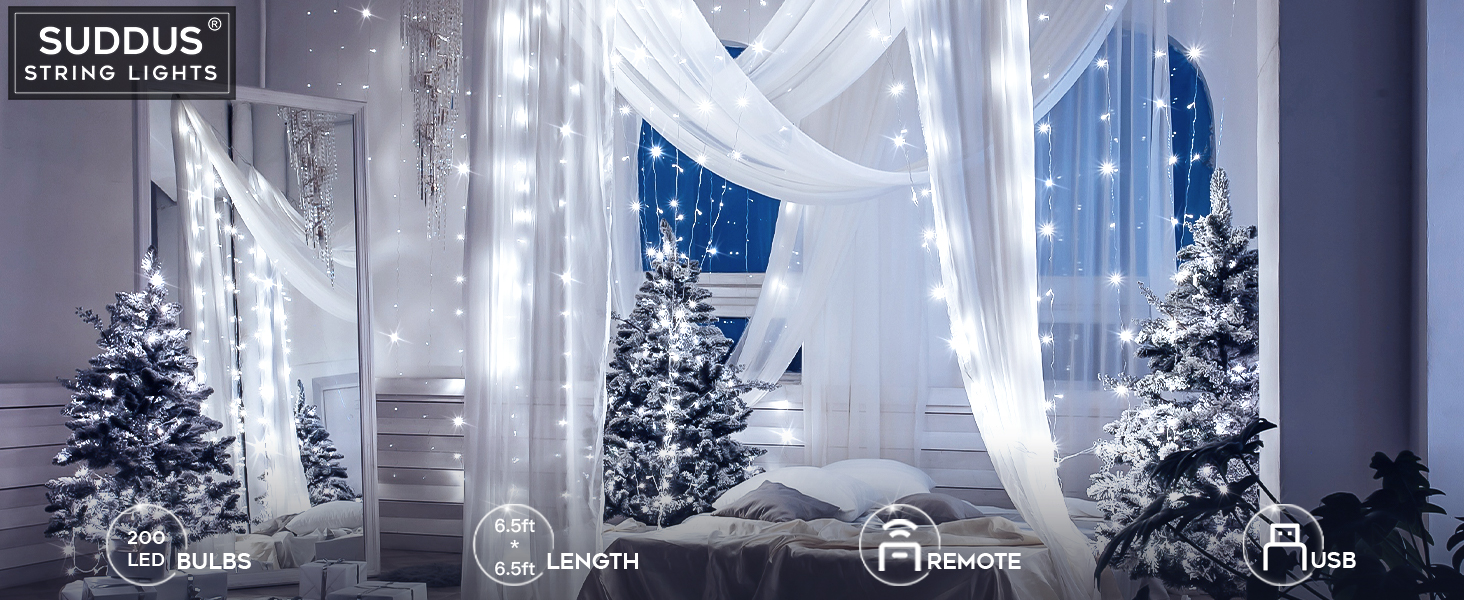 white curtain lights