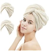 M-bestl 2 Pack Microfiber Hair Towel Wrap,Hair Drying Towel with Button, Absorbent and Soft,Anti-...