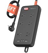 Iwister Outdoor Power Strip Waterproof IPX6, 1625W/13A, 6 Ft Extension Cord, 6 Wide Outlets & 4 U...
