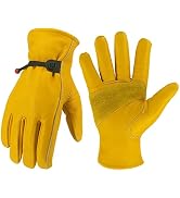 Cxqunzon Leather Work Gloves, Reinforced Durable Gardening Gloves,Cowhide Work Gloves,Puncture & ...